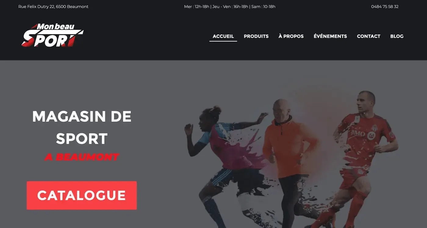 Page d'accueil du site Mon Beau Sport