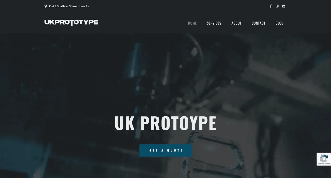 Page d'accueil du site UK Prototype